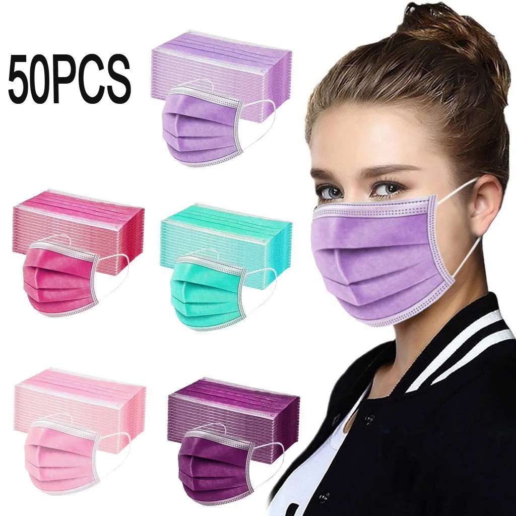 50PCS Women Man Solid Mask Dis - Disposable Surgical Mask recension och pris