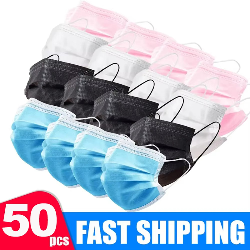 [H]50Pcs 3-layer Mask Face Mas - Disposable Mask Blue recension och pris